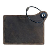 Travelers Envy Leather Luggage Tag with Metal Cable-Bomber Brown